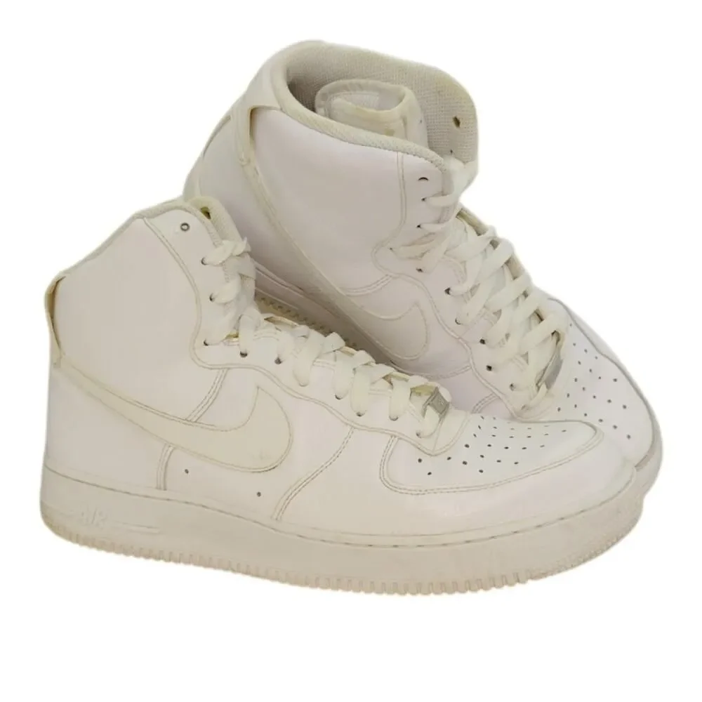 Nike Air Force 1 Mens Pre-owned High Top Triple White Sneakers - sz. 11 1/2